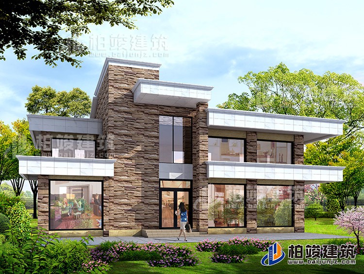 二層農村現代別墅設計圖紙，有娛樂室、健身房18x12米BZ252-新中式風格