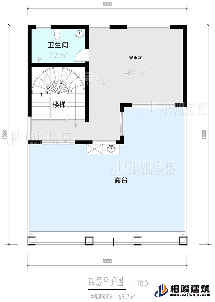 四層:娛樂室，公衛，樓梯，露台