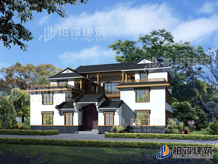豪華新中式四合院別墅設計圖、施工圖 造價40萬BZ354-新中式風格