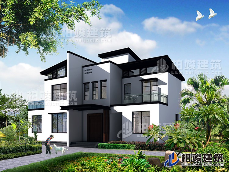 新中式二層別墅設計施工圖，占地120平米左右BZ220-新中式風格