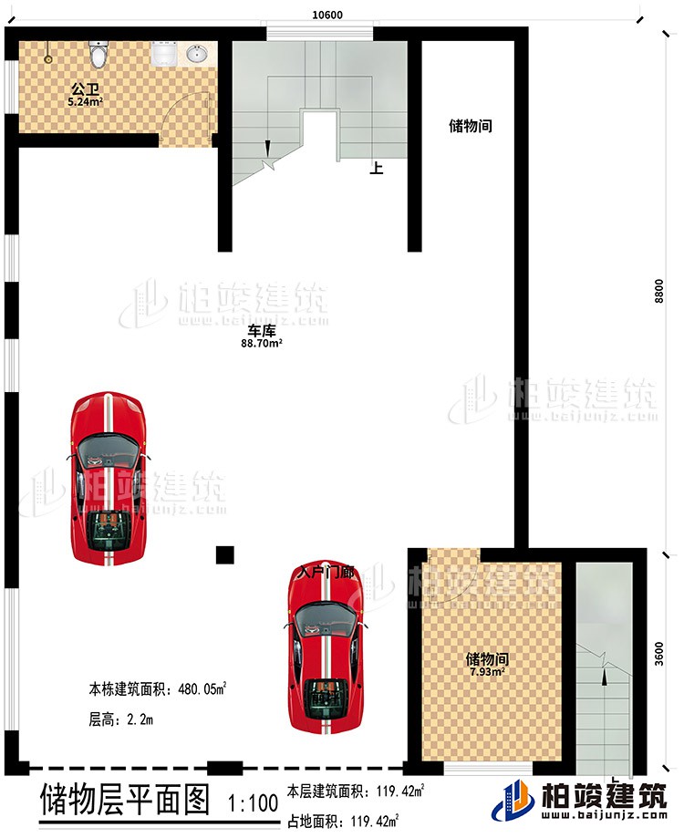 地下室：2儲物間、公衛、車庫